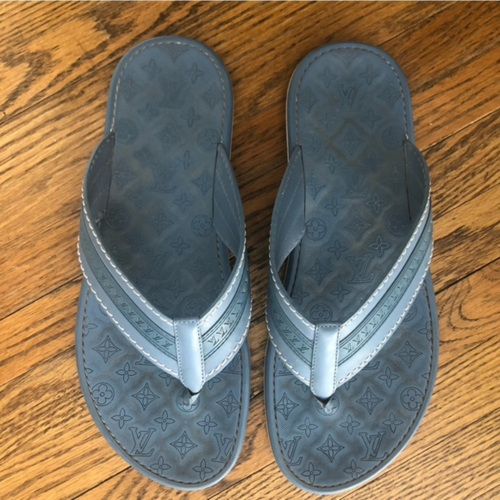 Louis Vuitton Slate Blue Monogram Thong Sandals - size 9